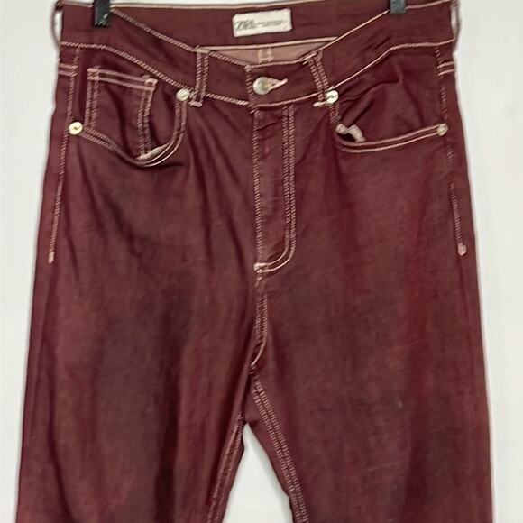 Zara distressed burgundy size 8 jeans .‎ - Picture 2 of 7